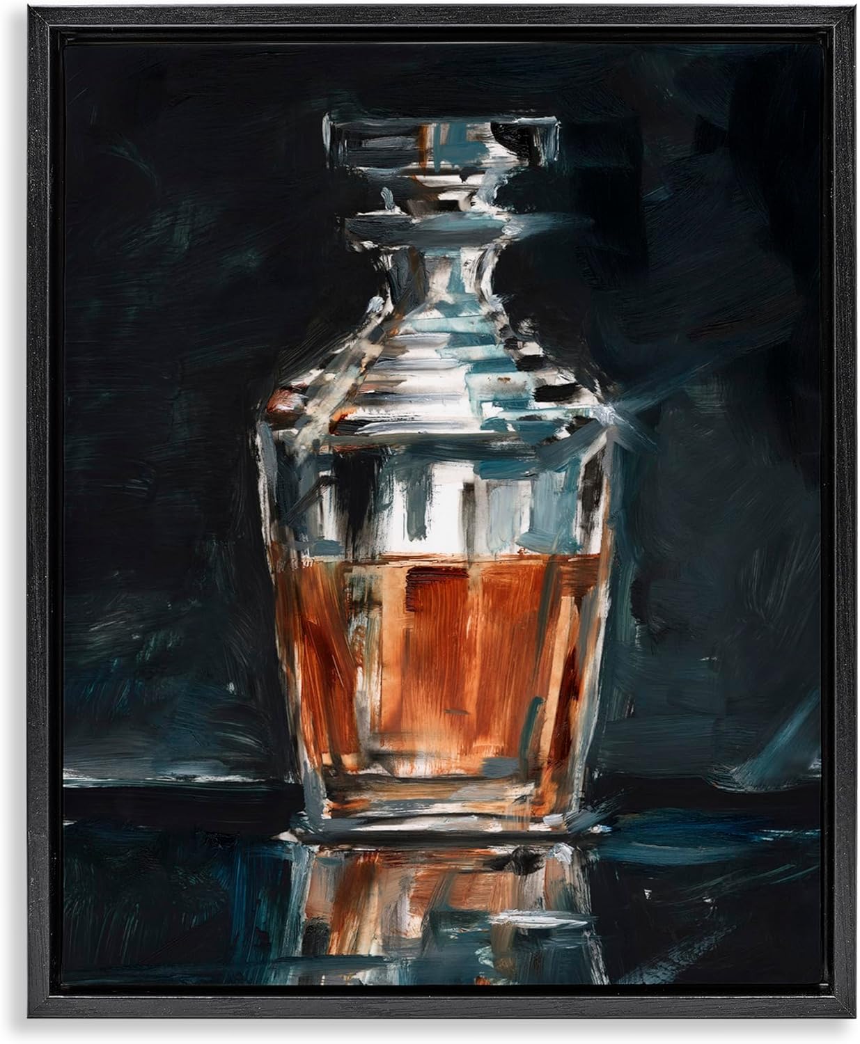 Stupell Industries Whiskey Decanter Still Life Framed Floater Canvas Wall Art Design by Ethan Harper