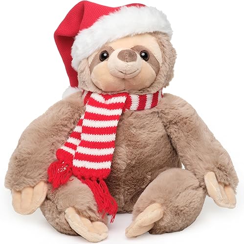 Bearington - Peluche de perezoso navideño de Santa de 16 pulgadas