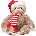Bearington Christmas Santa Sloth Plushie - 16 Soft Plush Toy with Santa Hat, Cozy Fur and Lovable Expression - Adorable Holiday Sloth Toy Gift for Kids, Adults, and Christmas Animal Lovers
