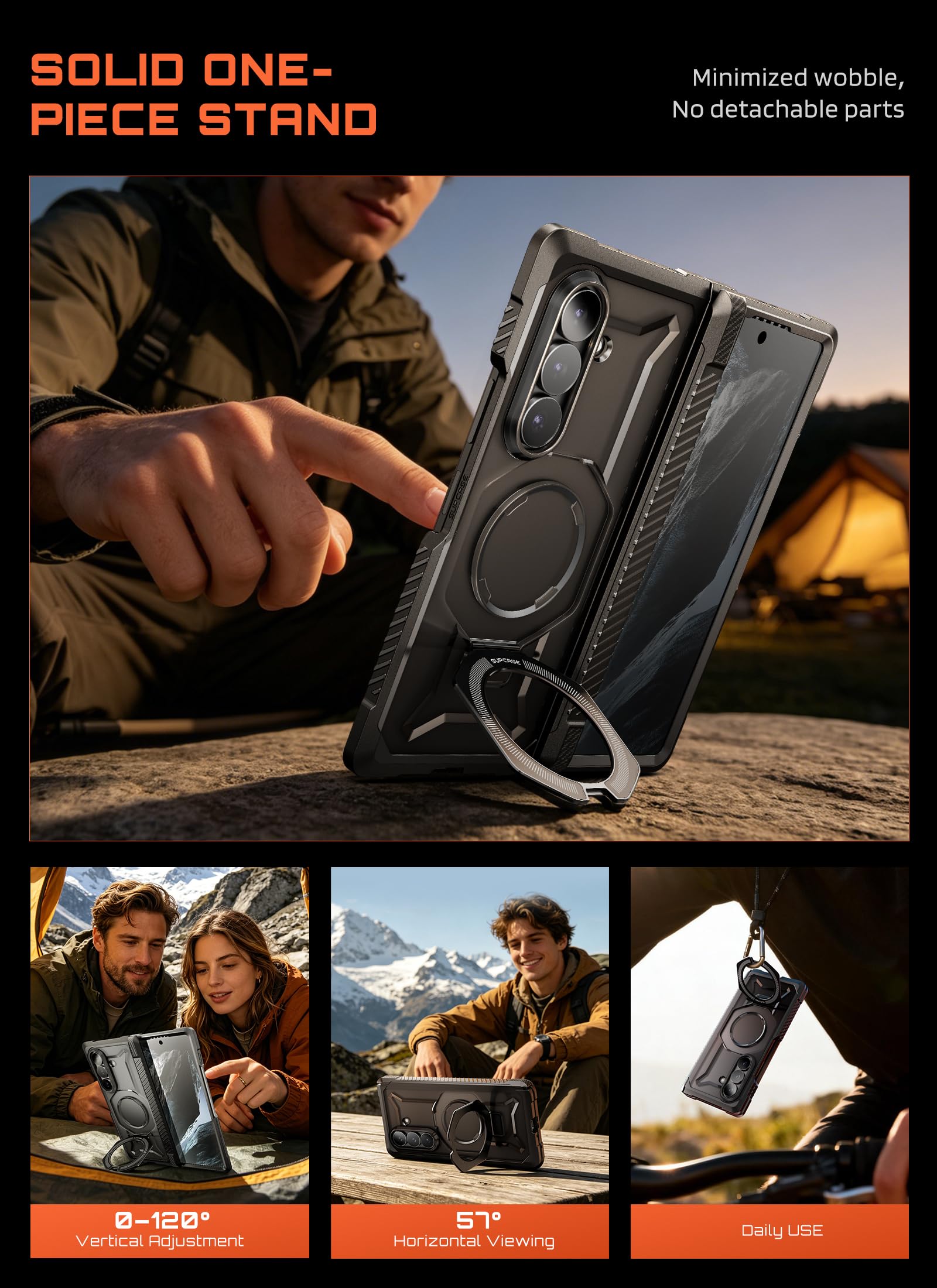 SUPCASE Funda para Samsung Galaxy Z Fold8 Ultra [UBGrip] con Mica Antiespia | Magnética Carcasa con Protector de Pantalla Cristal Templado HD y Privacidad Case Protección Militar Compatible MagSafe