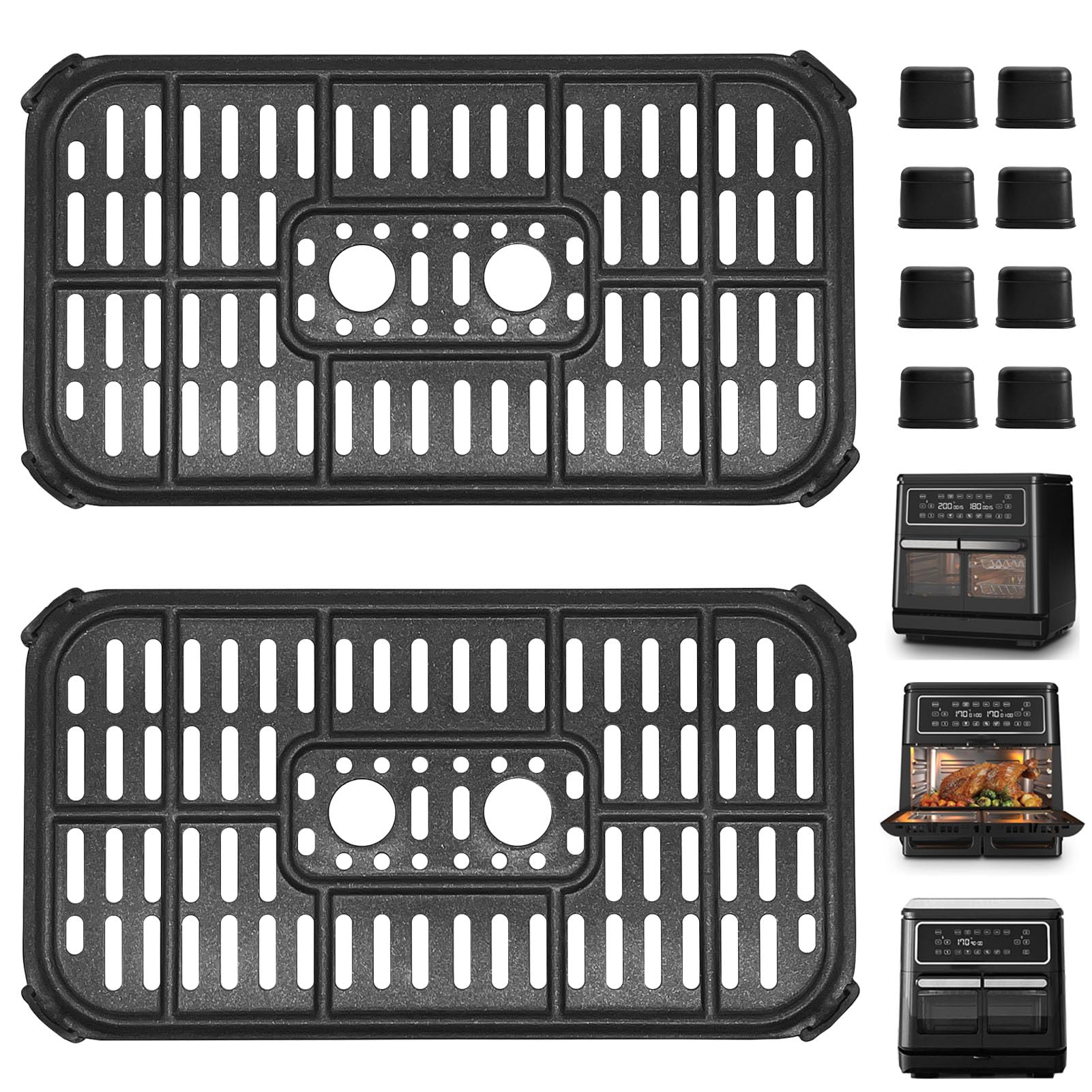 GXF Air Fryer Replacement Tray for Breville Halo Flexi Air Fryer, 2 Pieces 8.98"* 4.92"*0.71" Steel Air Fryer Accessories Replacement Parts Roasting Rack Grill Racks Baking Tray，Dishwasher Safe