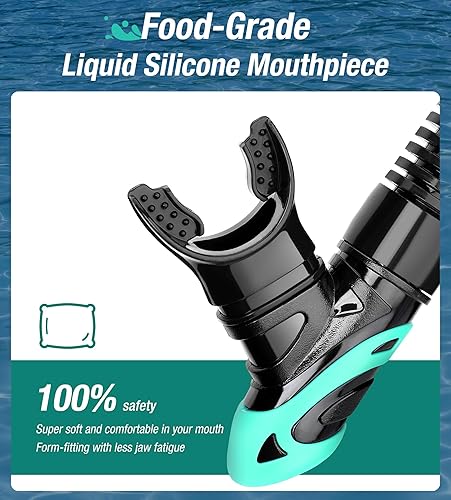Miniatura 97 de Aegend Esnórquel seco, máscara de buceo fácil de respirar, esnórquel para esnórquel, buceo, buceo, apnea, natación, con válvula seca superior