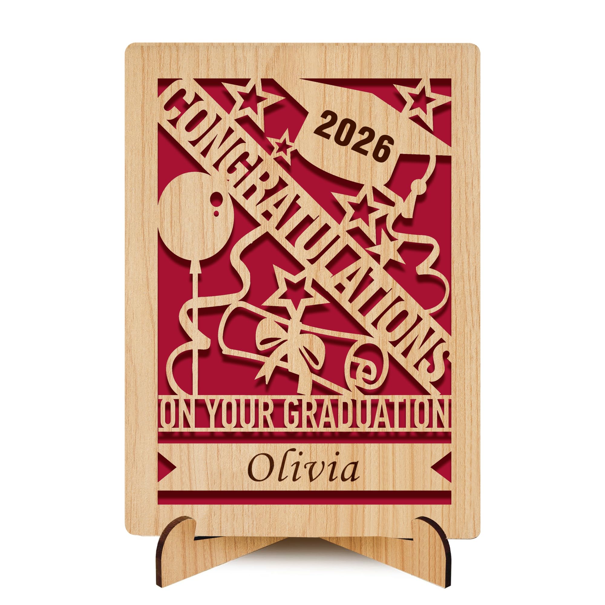 EDSG Graduation Cards 2026 Personalized Graduation Gifts Custom Wooden Congratulations Card Grad Cards Congrats Grad Card for High School College Her