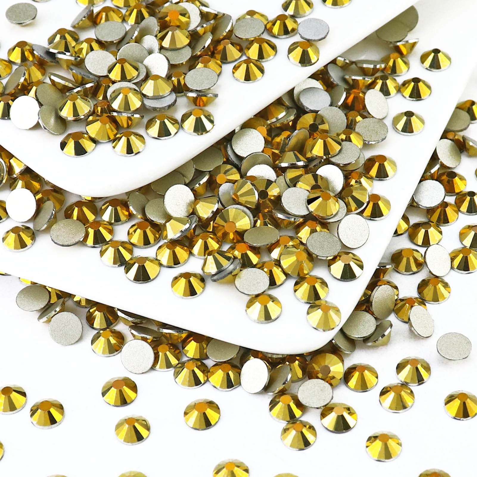 SS10/1440PCS Bright Gold Flatback Crystal Rhinestones Round Gems for Nail Art and Craft Clothes Glue Fix (2.7-2.8mm)