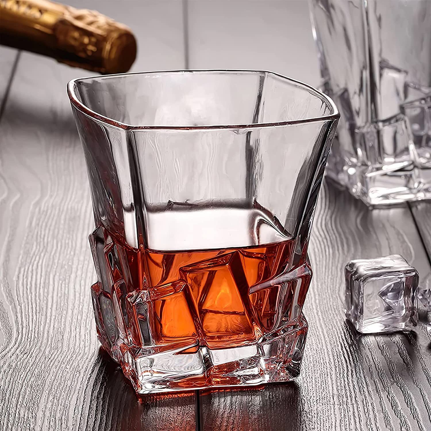 Reflector Whiskey Glasses Set - 12 Premium Crystal Tumblers -10