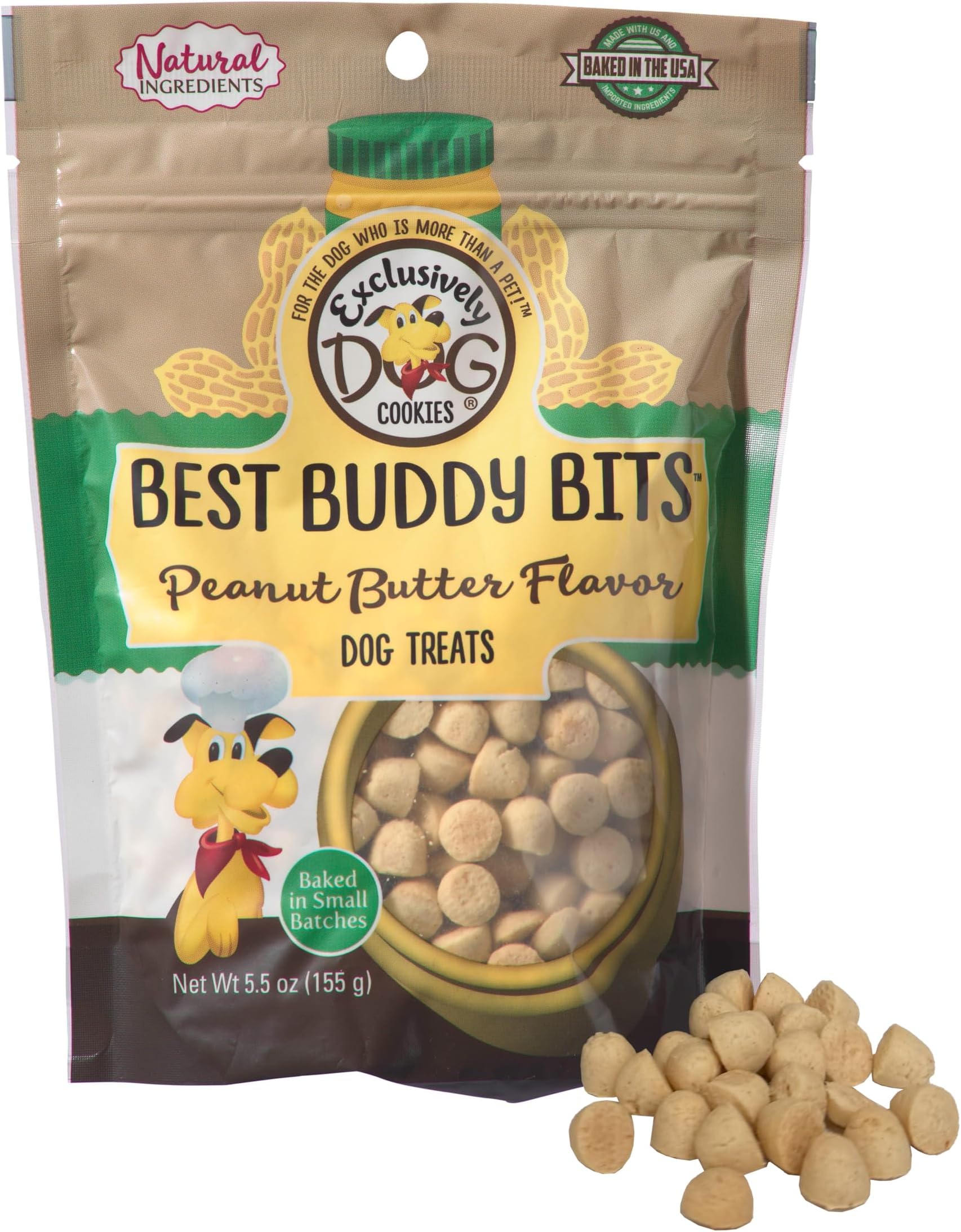 Best Buddy Bits Training Treats for Dogs and Puppies - All Natural, Baked in The USA, Ideal for Training & Agility, No Animal Byproducts - Peanut Butter Flavor, 5.5oz Resealable Bag