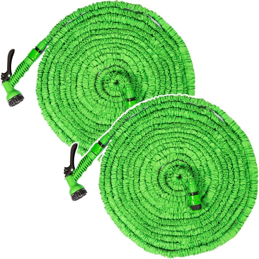 TecTake 2x EXPANDABLE 30M FLEXIBLE GARDEN HOSE PIPE EXPANDING 1/2" WITH