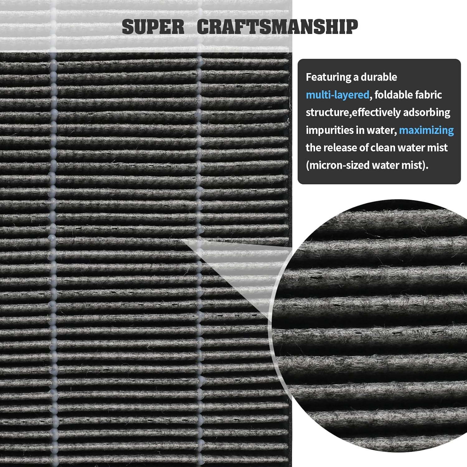 DerBlue 12pcs Wick Replacement Filter and 6pcs Top Fill Humidifier Replacement Filters Compatible with LEVOIT Superior 6000S Smart Evaporative Humidifier