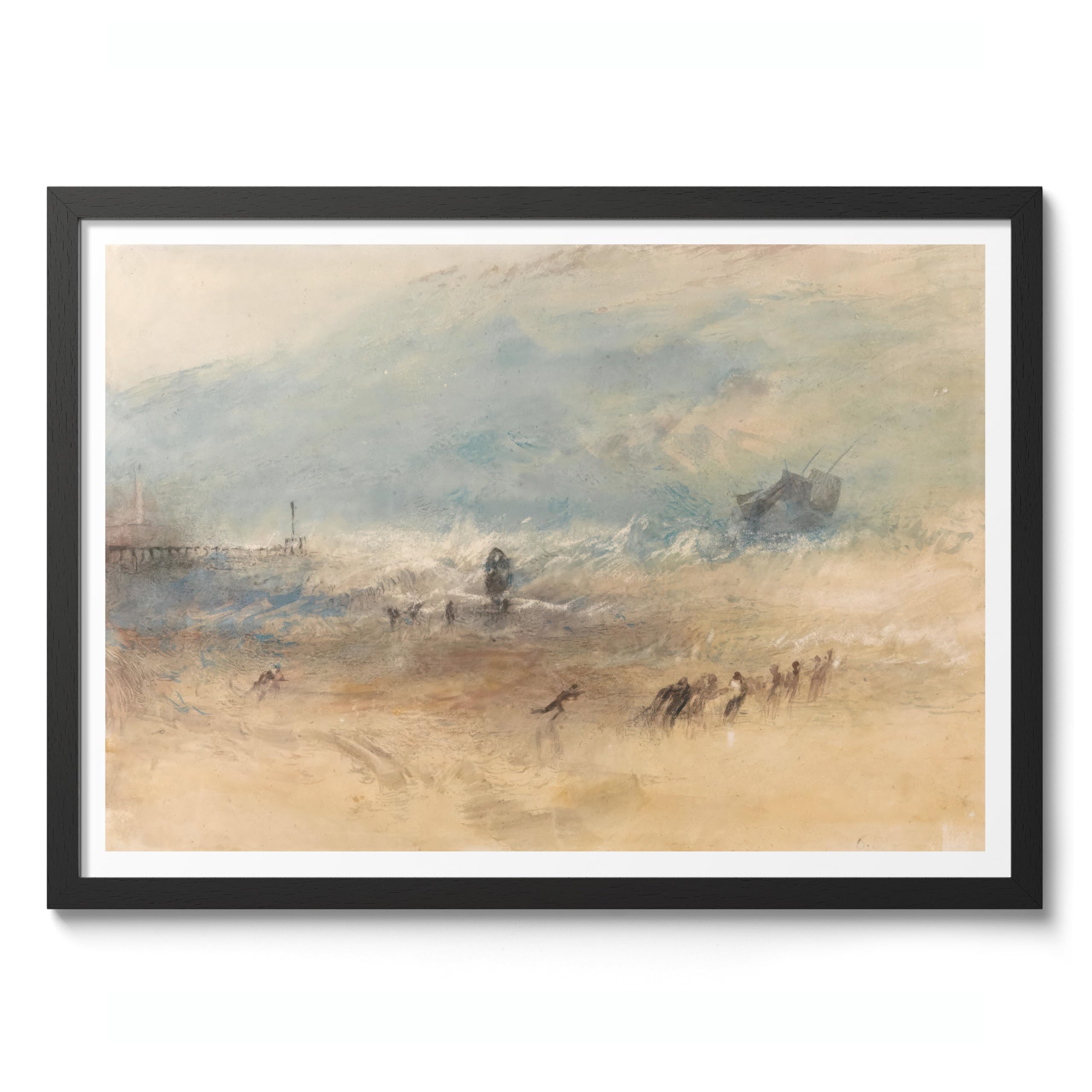 Yarmouth Sands Joseph Mallord William Turner Print, Classic Art Painting Print, Romanticism Art Exhibition Wall Art, Vintage Home Decor Picture, A5 (Black Frame) - 24.1x17.9cm โ image 1