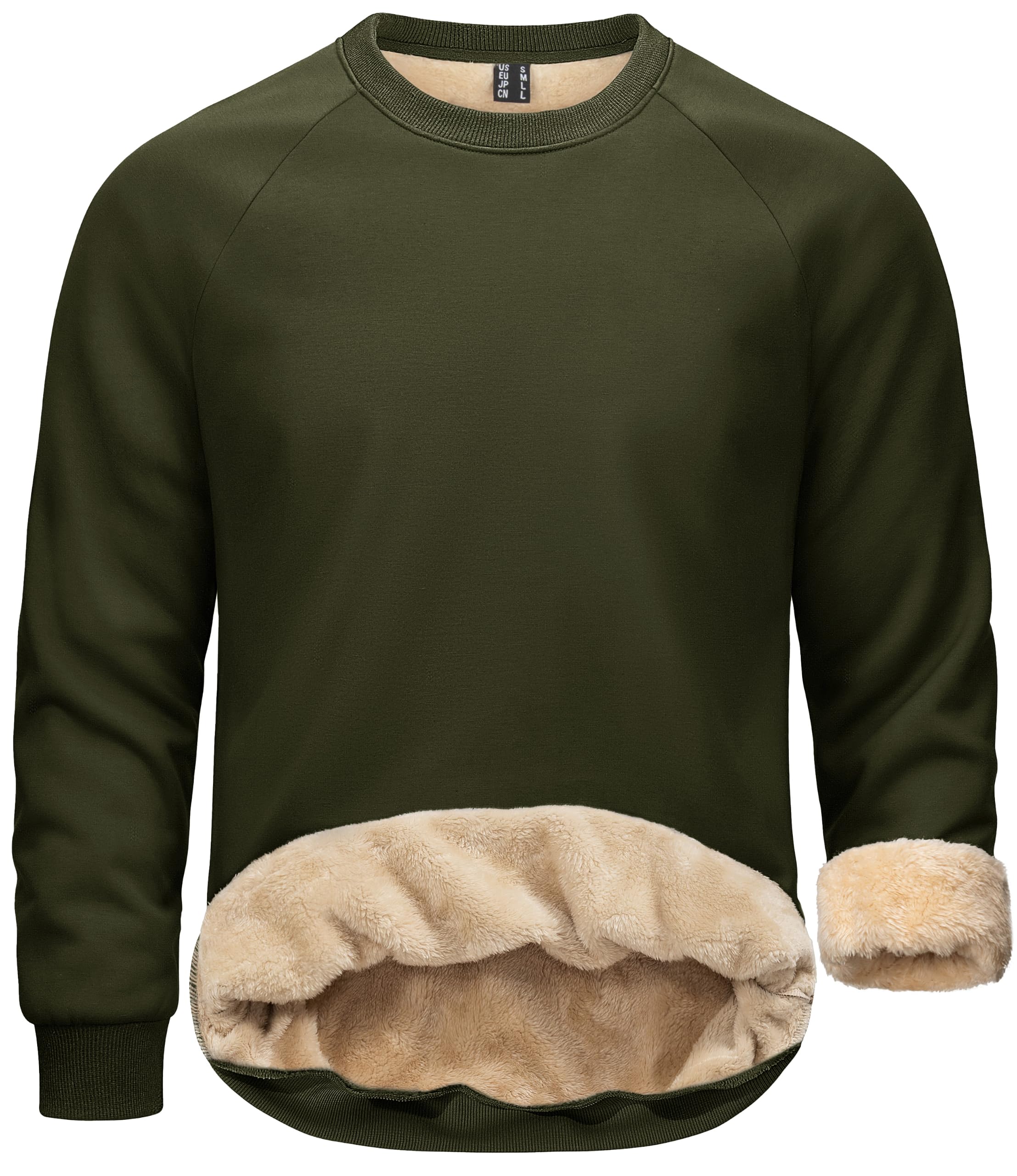 TACVASEN Fleece Pullover Herren Winter Sweatshirt Baumwolle Warm Pulli Rundhals Sport Langarmshirt Männer