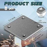 Vista 8 de 20 bases de placa de acero A36 laminadas en caliente con 4 agujeros de 3/8 pulgadas de diámetro, hoja de metal soldable de 3/16 pulgadas de grosor