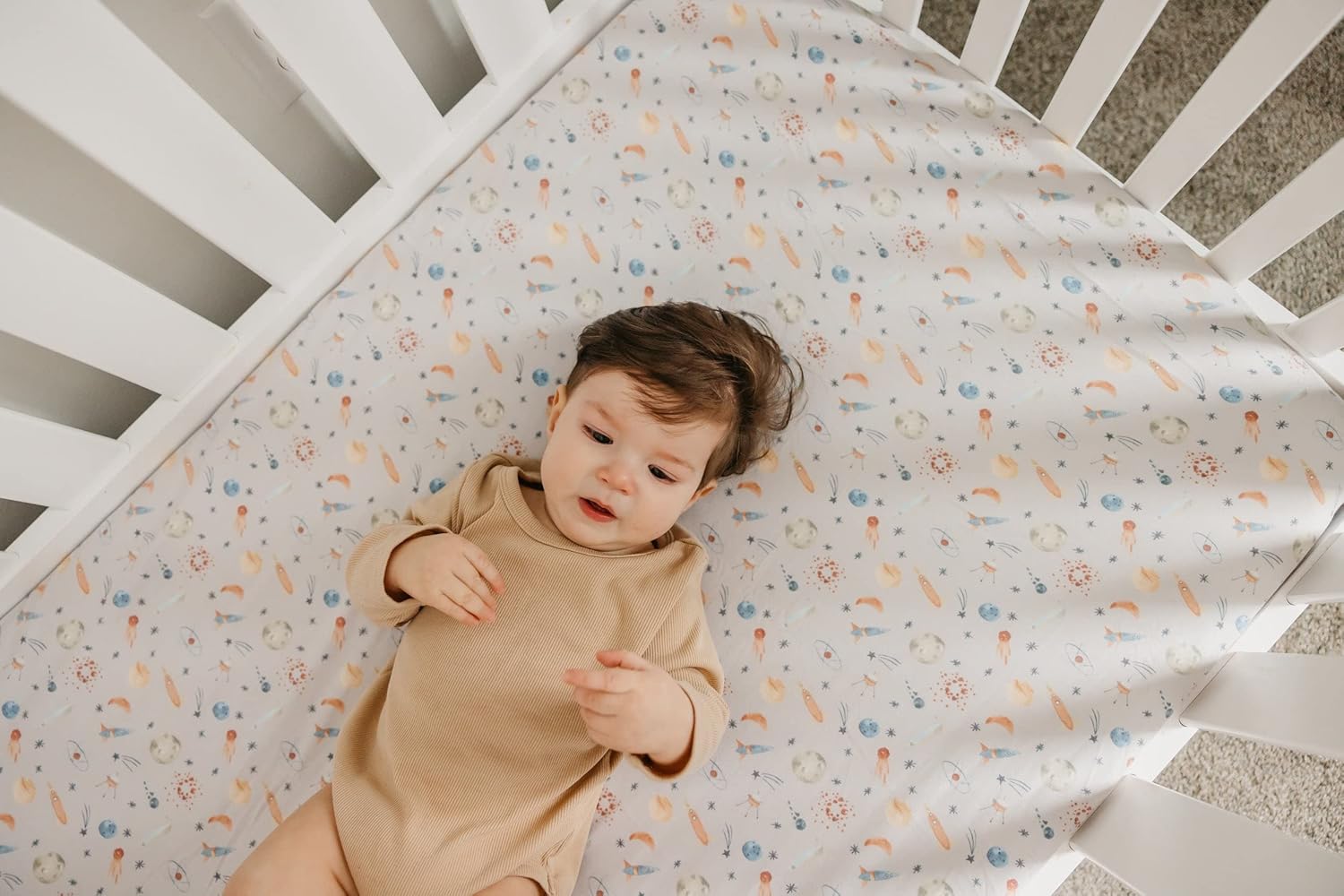 Copper Pearl Premium Knit Crib Sheets: Breathable and Soft, Fitted for Standard Mattresses, Perfect for Baby Registry or Shower Gift, Cosmos