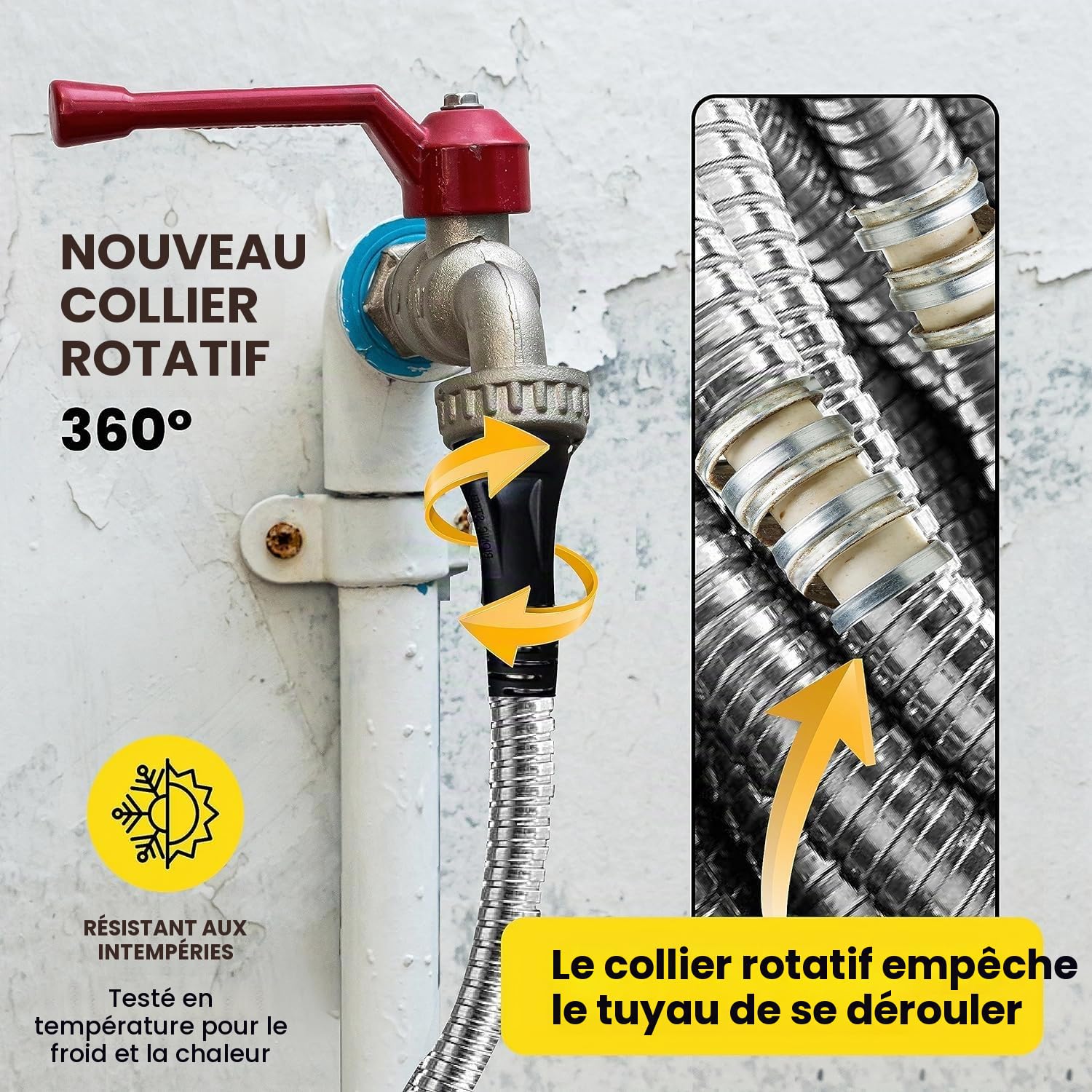 BIONIC STEEL Pro Tuyau d'arrosage - 304 métal 100 Pieds de Tuyau de Jardin 100' Acier Inoxydable