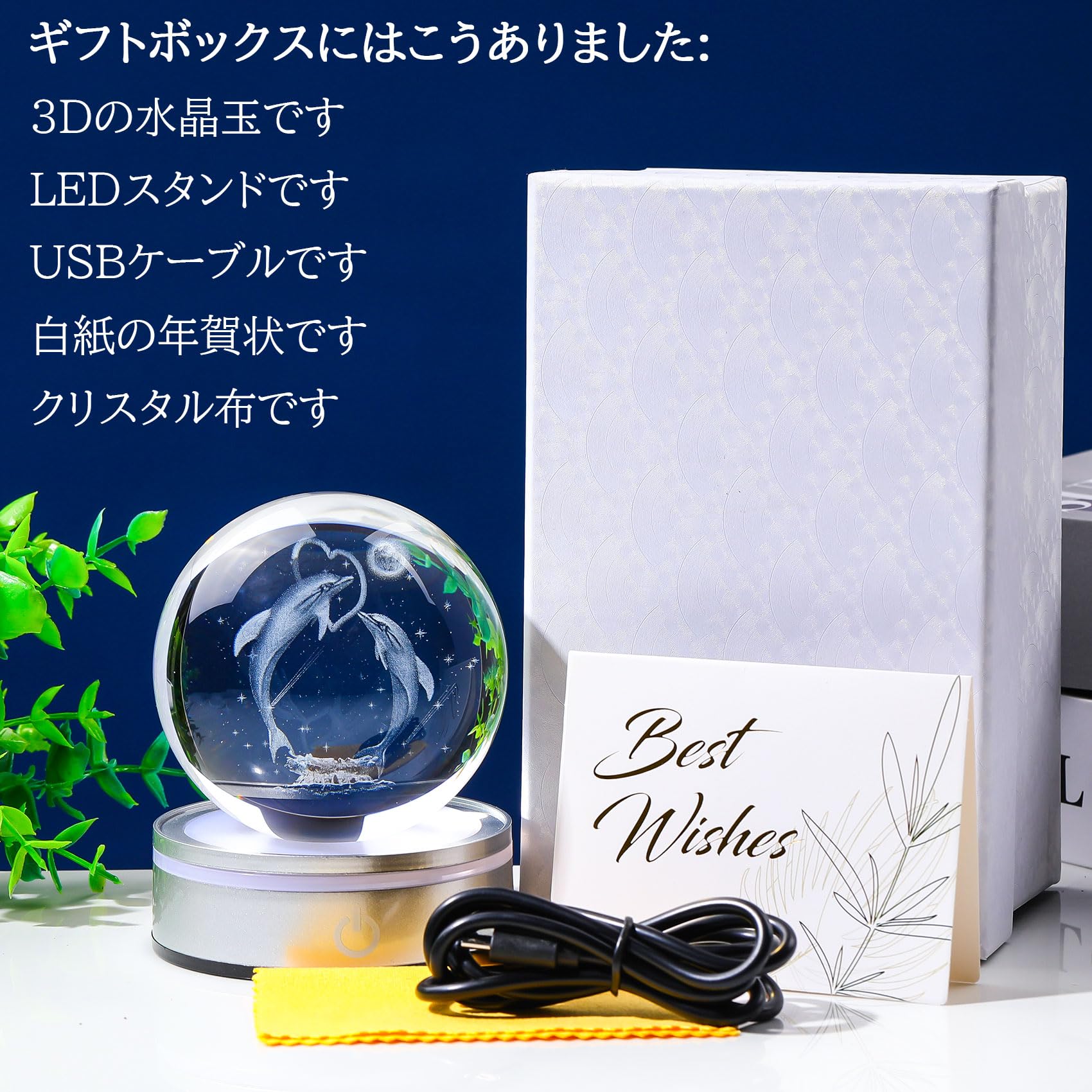 Amazon.co.jp: Kertari K9 クリスタルボール イルカ 3D模型 誕生日