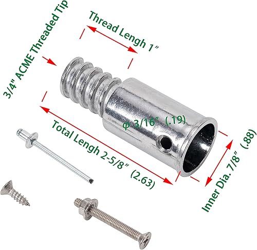 Miniatura 9 de Reemplazo de puntas roscadas de metal de 1" para mango de escoba de empuje de madera extremo roscado