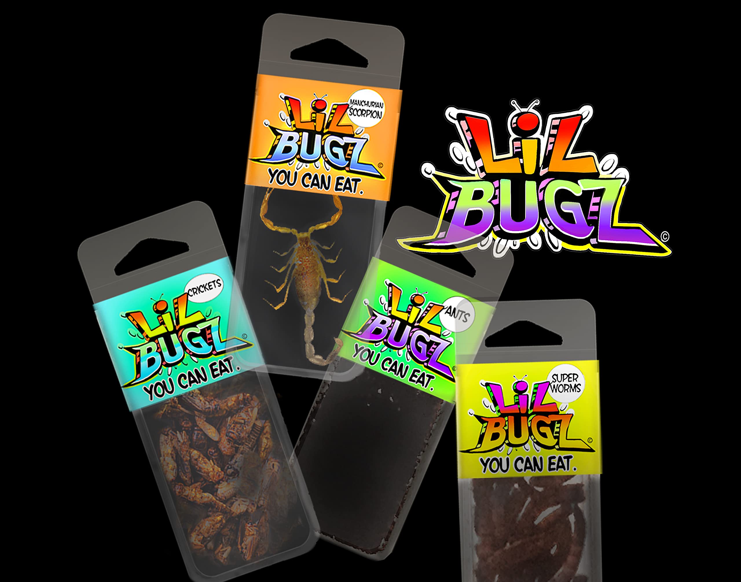 Lil Bugs You Can Eat - 4 Pack of Edible Insects - Farm raised for human consumption