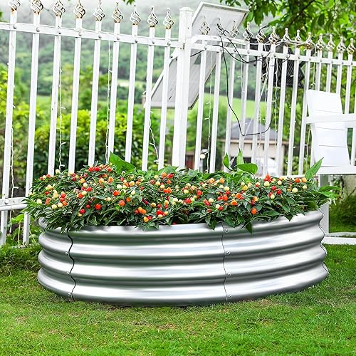 Miniatura 6 de Land Guard Kit de cama de jardín elevada galvanizada, maceta redonda grande galvanizada de metal galvanizado, cajas de jardín elevadas al aire libre
