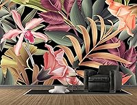 Vista 35 de Papel tapiz tropical de hojas de plátano verde, murales de plantas para dormitorio y sala de estar (no es autoadhesivo)