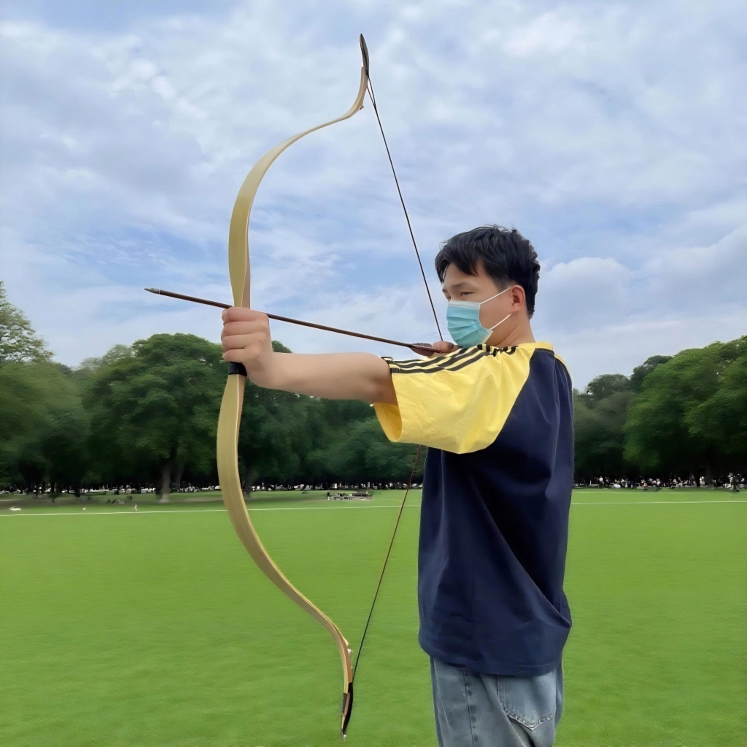 Arco tradizionale e set di frecce Kit arco da caccia longbow da 55 pollici per tiro da gara di pratica 20-45 libbre per mancini e destrorsi