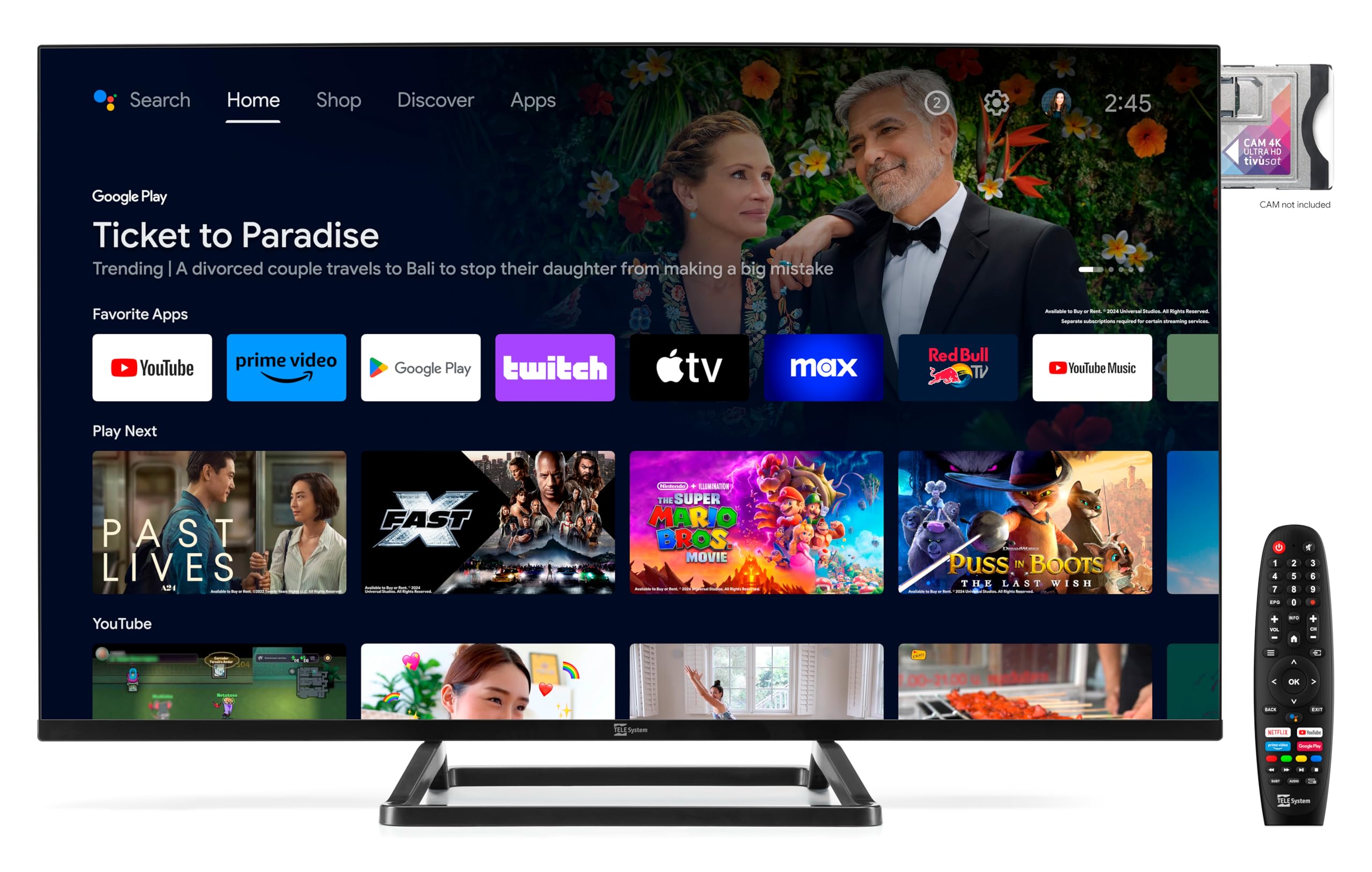 Image secondaire de TELE System Smart TV 32 Pouces TS32FL SMG14 Android TV, DVB-T2/S2, Google Cast/Chromecast, Google Assistant, tivùsat HD, HbbTV,