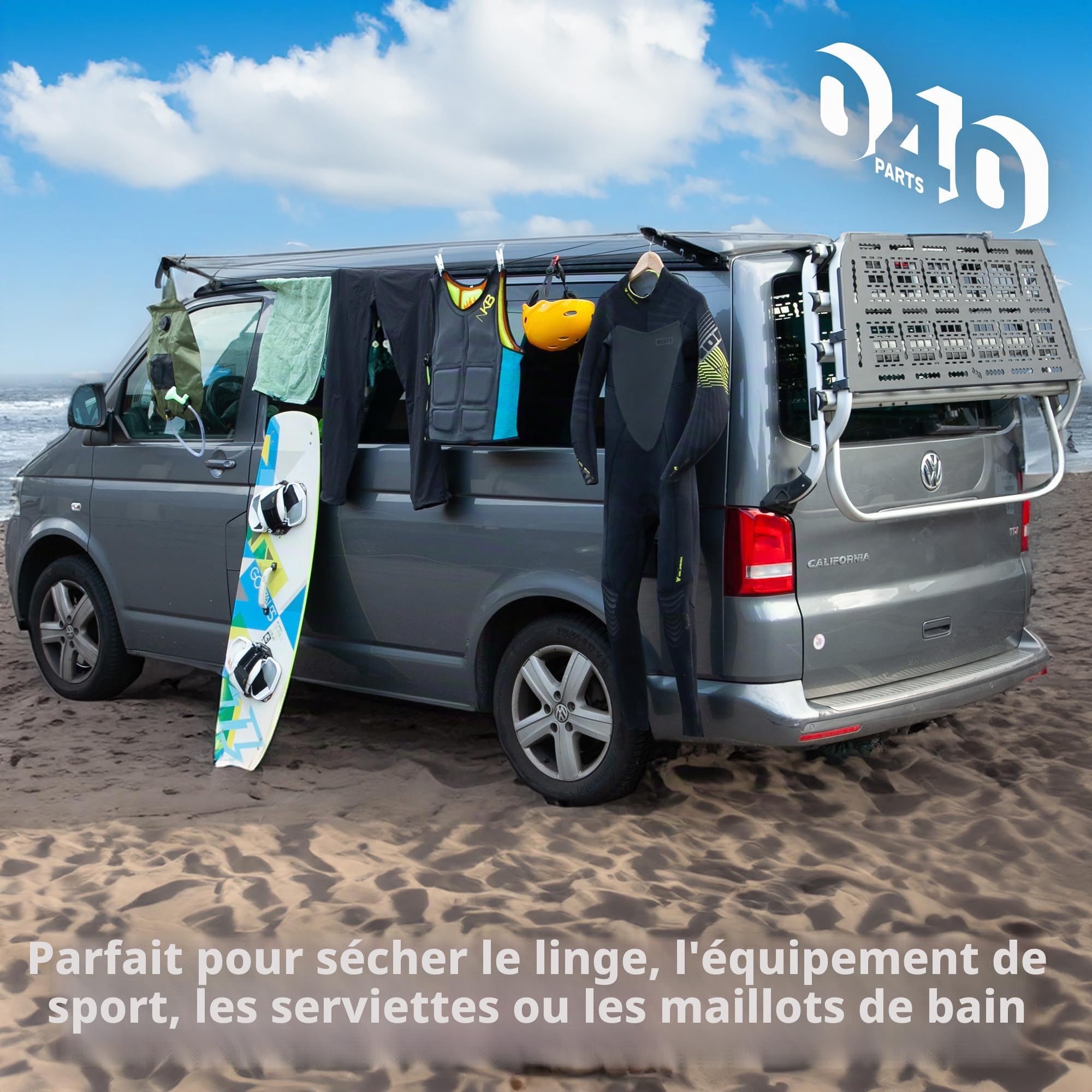 Corde à linge pour VW T5, T6, T6.1 et Opel Crosscamp - Séchez votre linge directement sur le camping-car