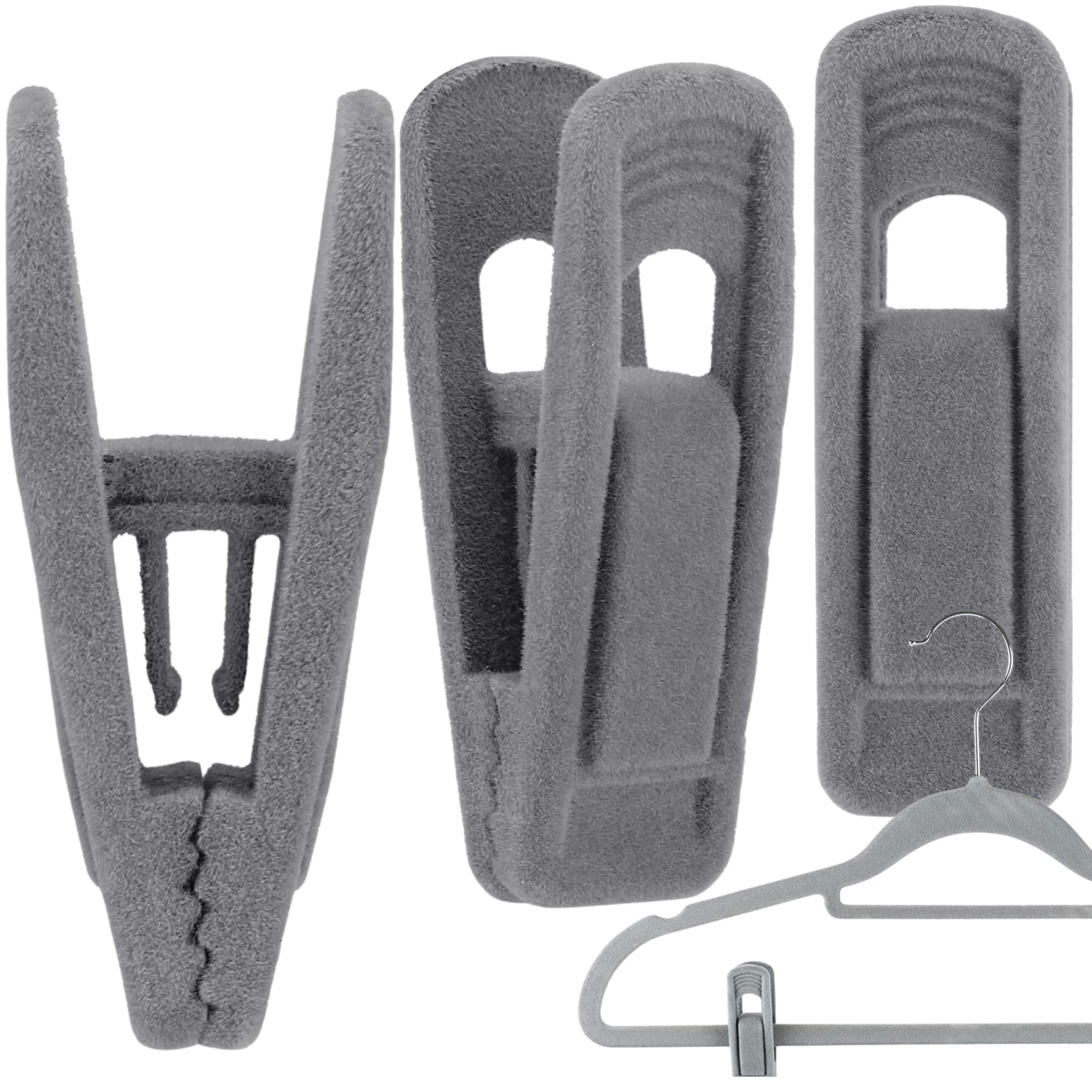 Panzy Home Velvet Hangers Clips, Black Pants Hangers Clips for Velvet Flocked Hangers Trousers & Skirts, Removable Clothes Clips (36, Grey)