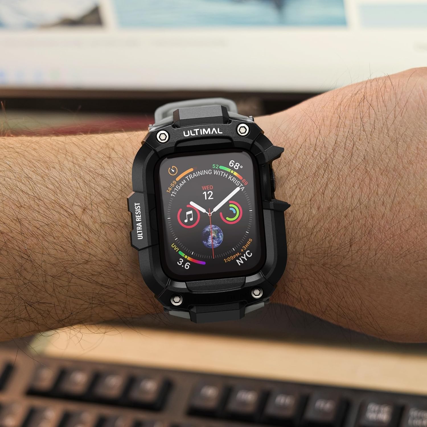 ULTIMAL Rugged Band with Case for Apple Watch 44mm, Military-Grade Shockproof Protective Strap for Men, All-in-One Outdoor Sport Watch Band Compatible with iWatch Series 6/5/4/SE3/SE2/SE (Grey) - Image 5