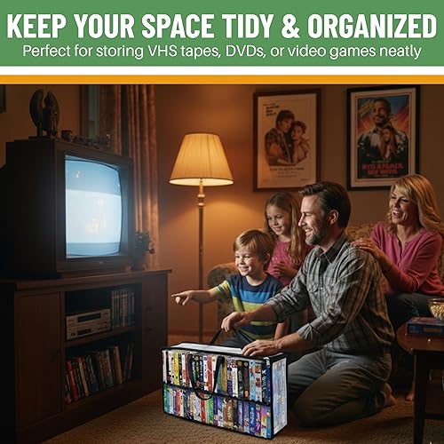 Miniatura 4 de Evelots Paquete de 4 bolsas de almacenamiento de cinta de película VHS, plástico de PVC transparente, capacidad para 200 en total, asas fuertes, sin