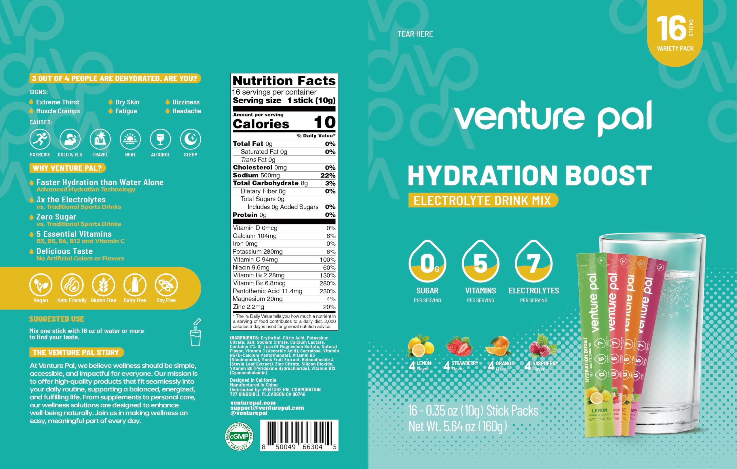 Venture Pal Sugar Free Electrolyte Powder, Liquid Daily IV Hydration Packet — Amazon image 10
