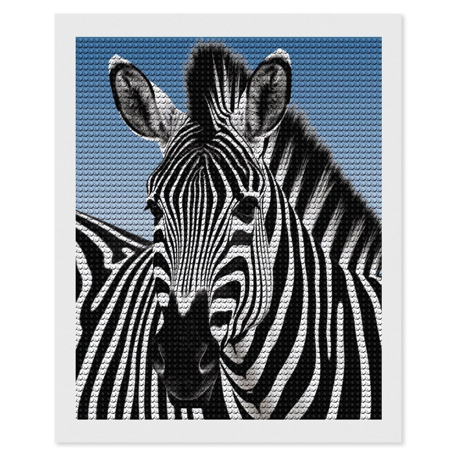 FekiLoot Zebra Diamond Art Kits for Adults Diamond Painting Kits for Beginners DIY Diamond Art Kits Round Full Drill Diamond Dot Gem Painting for Home Wall Decor Gift 16"x20"