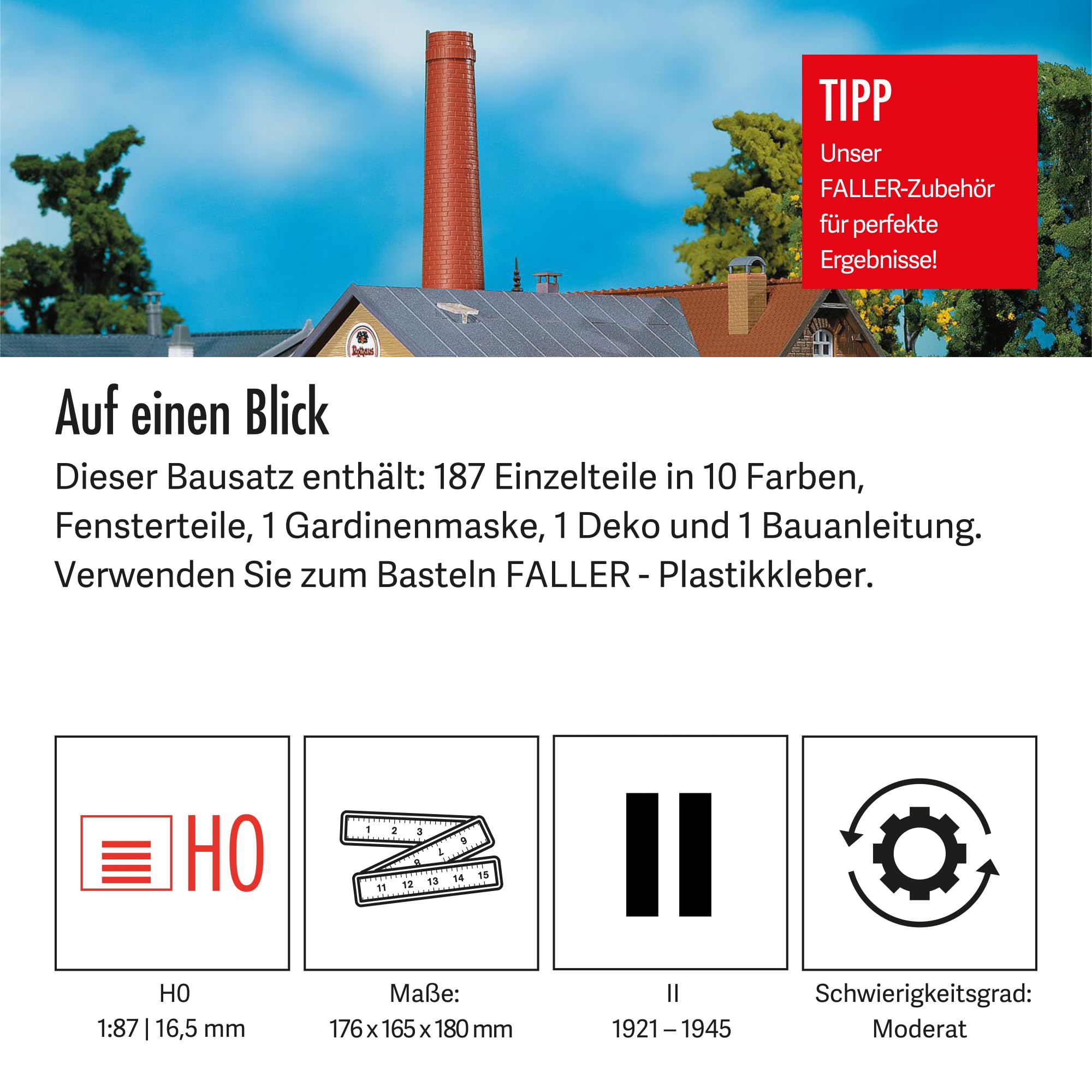 Faller 130960 H0 Brauerei, Braun, Weiß, Grau, Einheitsgröße