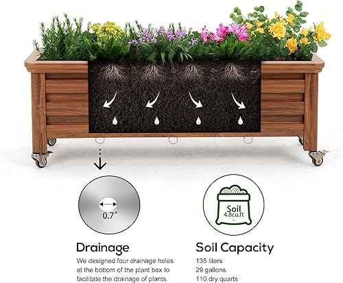 Miniatura 2 de Jardinera elevada de aleación de aluminio grande de 49 x 16 x 16 pulgadas para niños, patio trasero, balcón, forro de cama, capacidad de 300 libras,