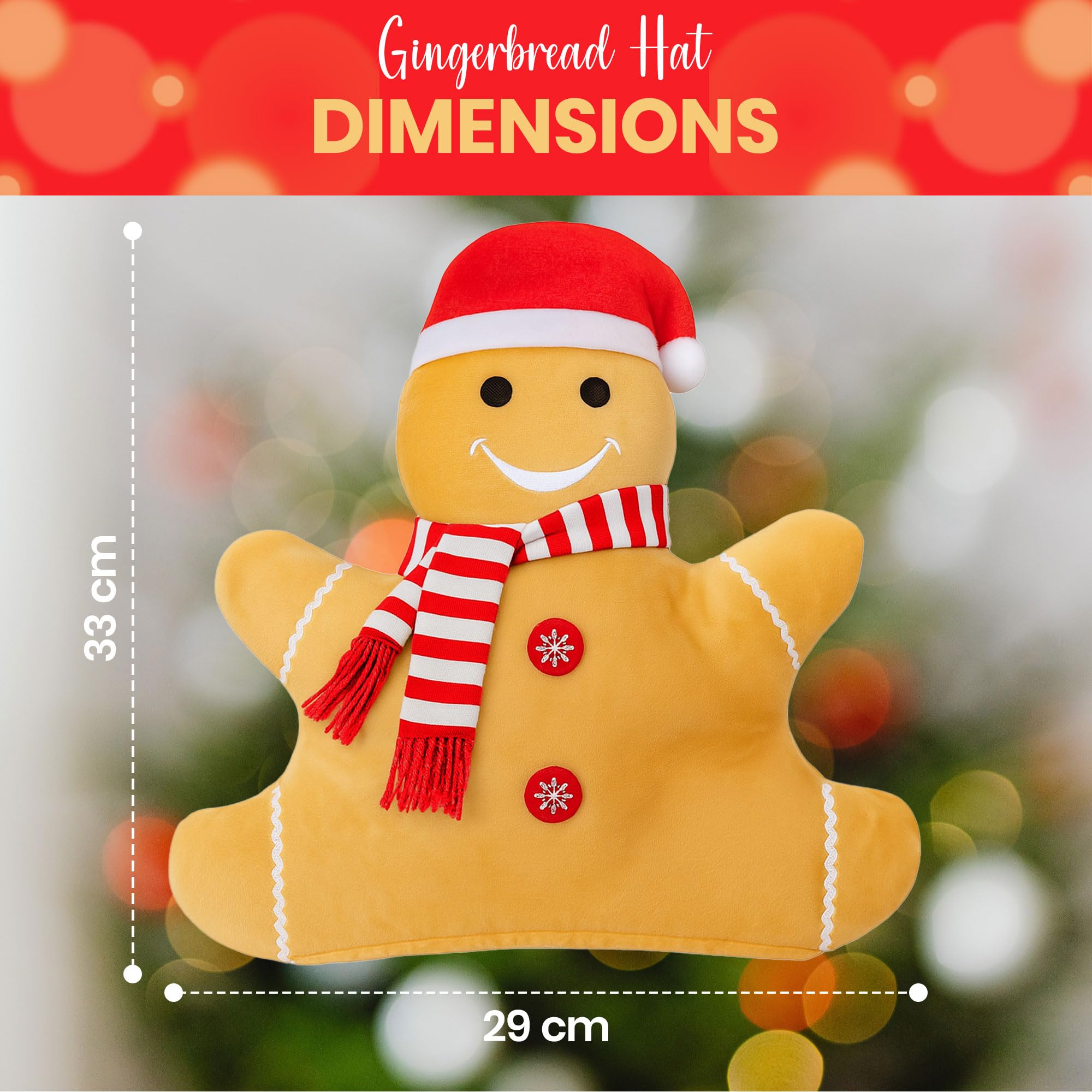 Gingerbread Man Hat, Novelty Christmas Hat for Adults and Kids, Gingerbread Man Novelty Xmas Headwear Xmas Party Props - Image 2