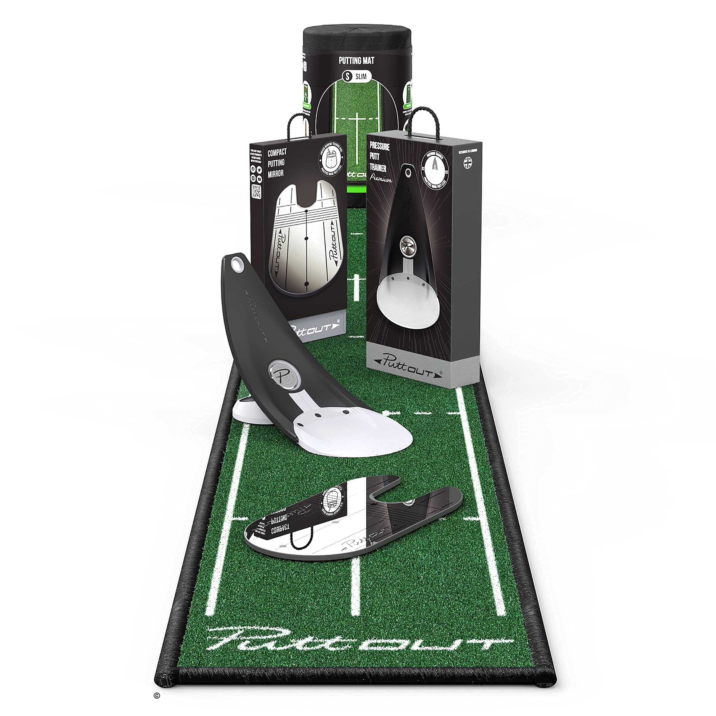 PuttOut Slim Mat Home Putting Practice Bundle Set