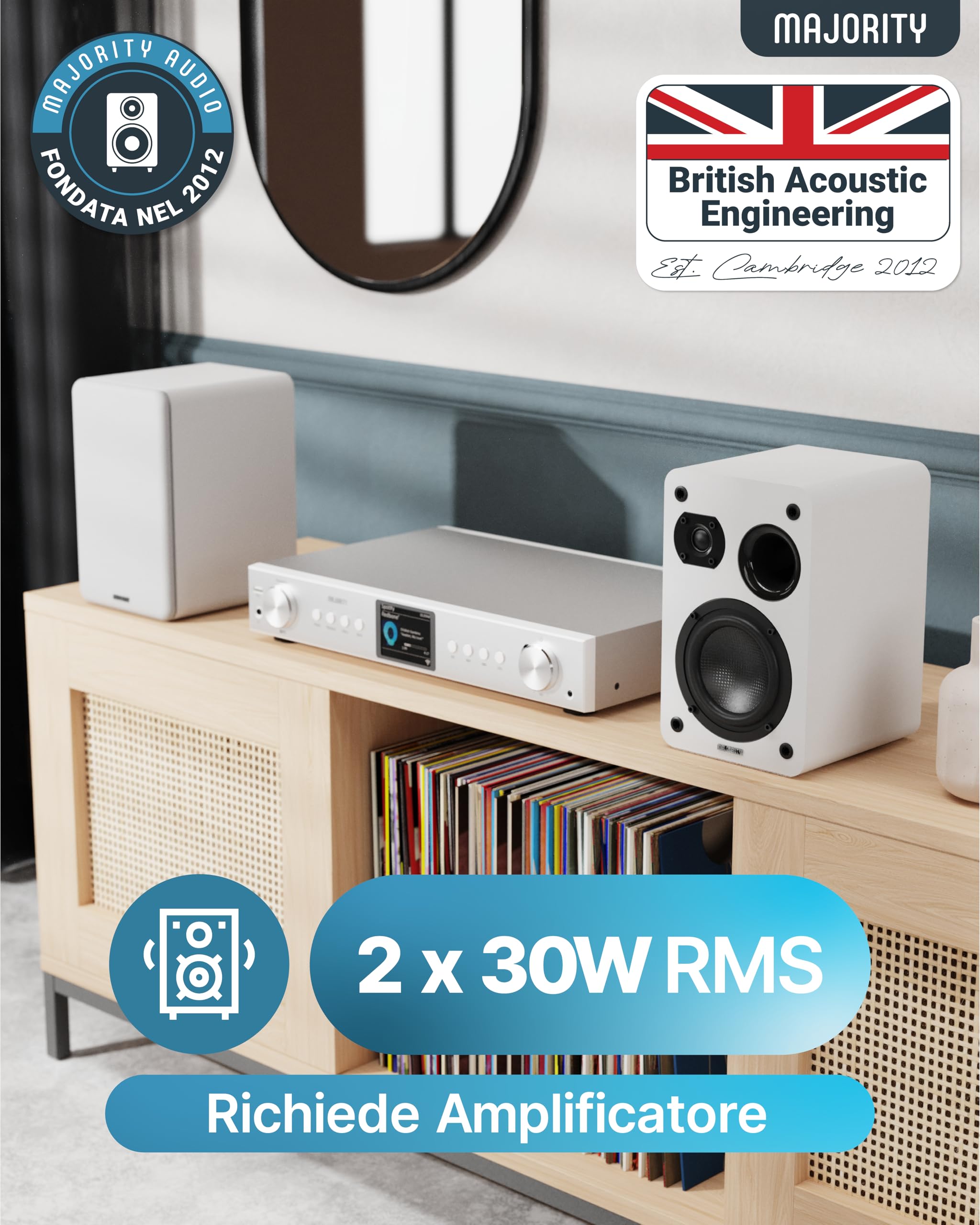 Majority Altoparlanti HiFi Passivi Home Theater Coppia | Stereo Da Scaffale Suono Surround per Giochi Musica e Streaming Video | Casse Passive | Studio Diffusori | Uscita TV Audio Streaming D70X