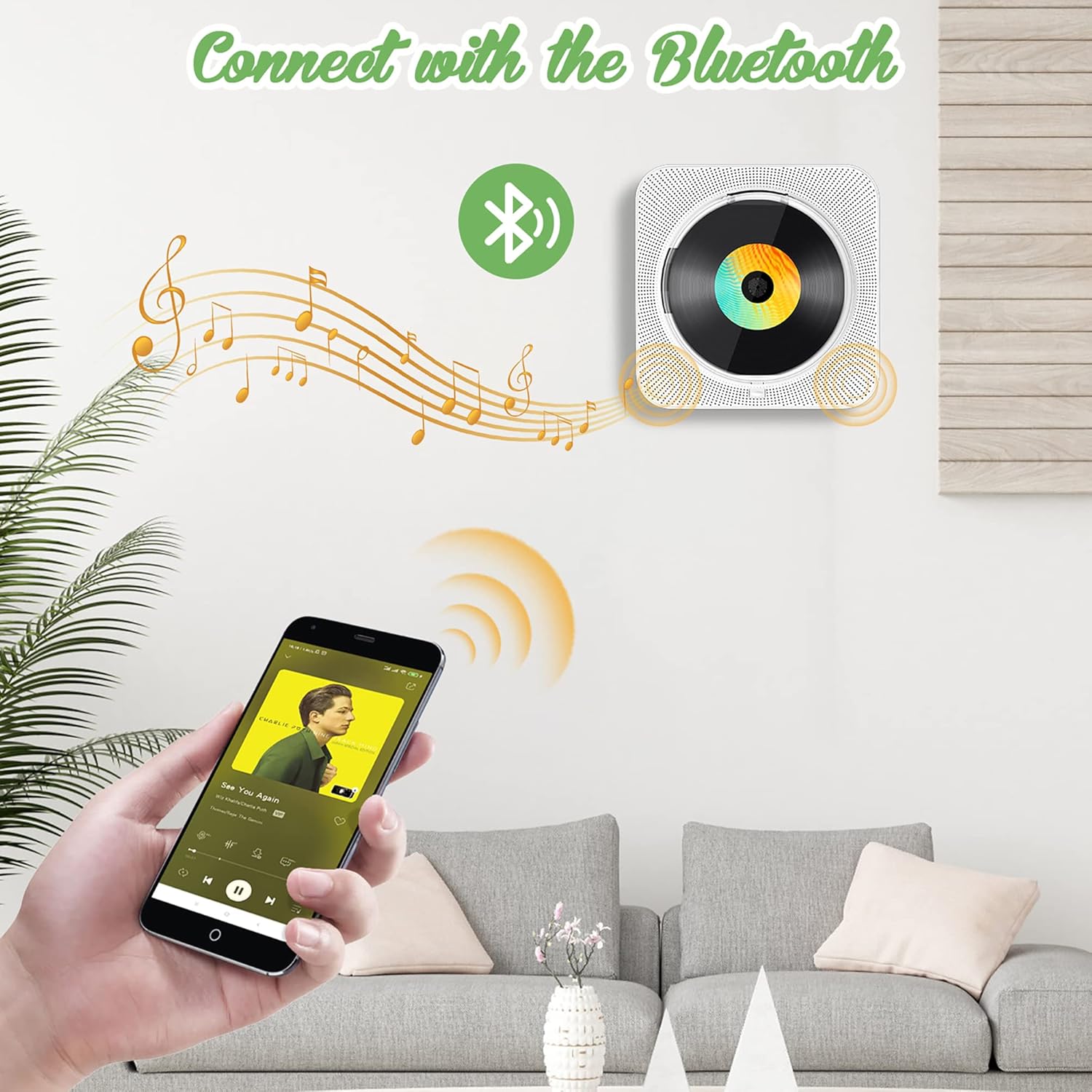 Buy Wall Mountable CD Player Portable Bluetooth 5.1 CD Player for Home