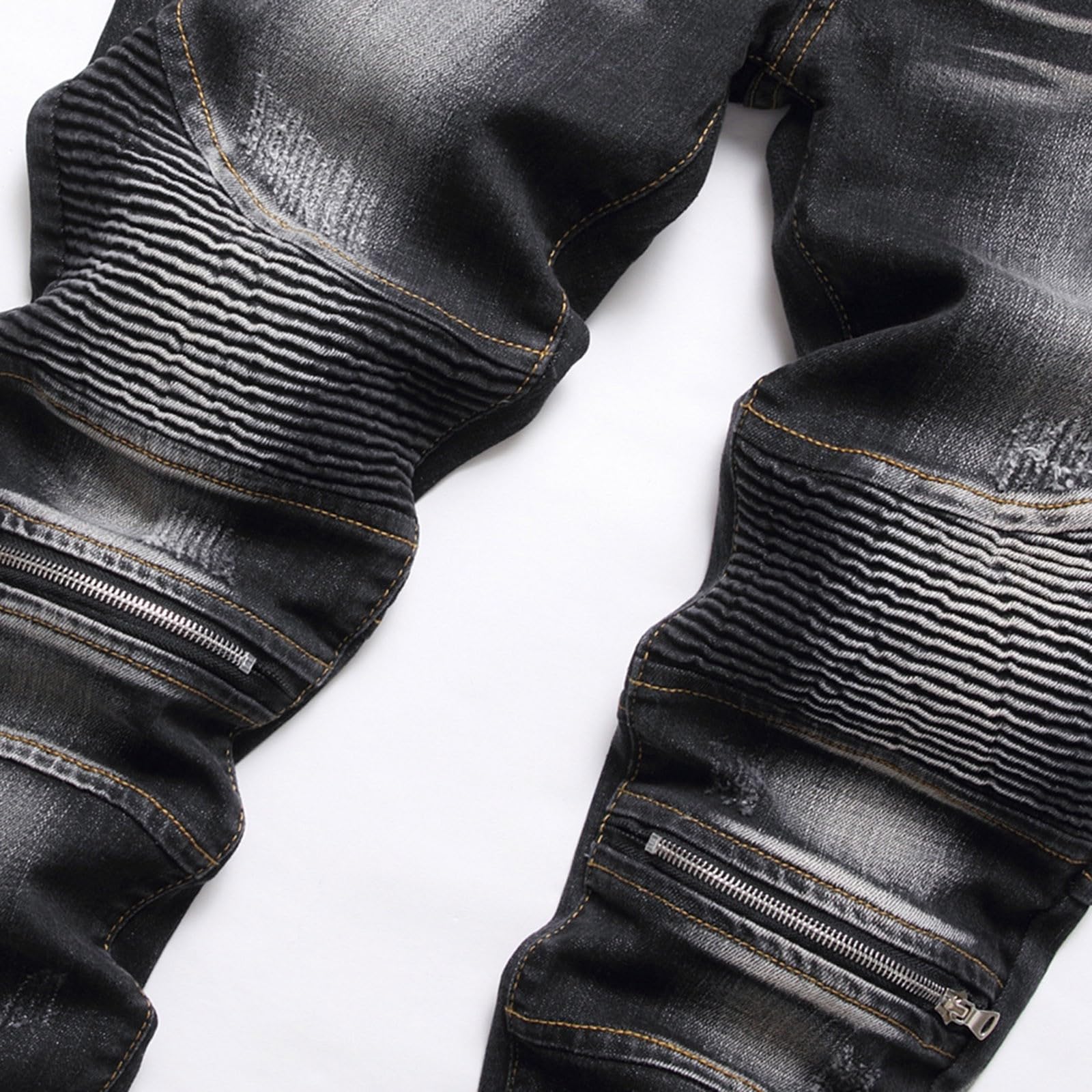 Jeans da Uomo Strappati, Pantaloni Jeans Uomo Strappati Leggeri Neri Pantaloni Jeans Strappati Slim Fit Regular Jean Skinny Elasticizzati Jeans Skinny Jeans da Uomo alla Moda per Tutte Le Occasioni