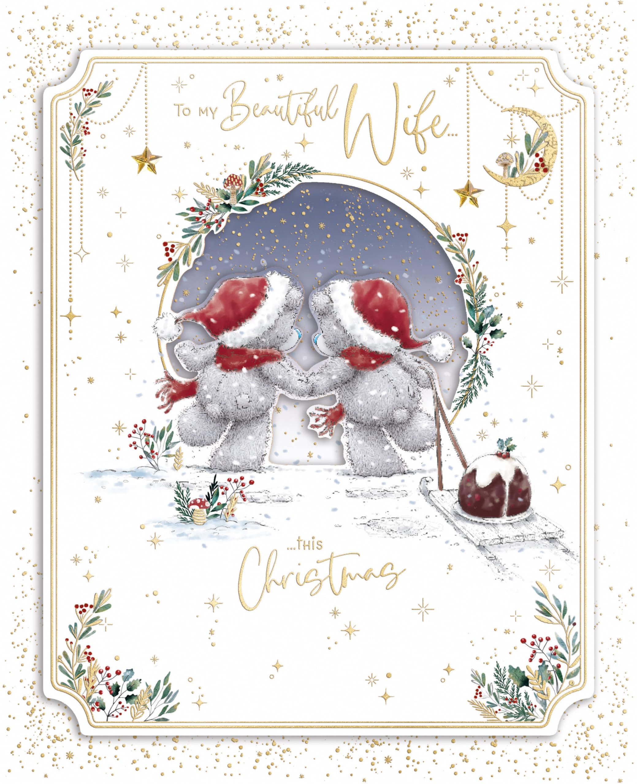 Me To You Tatty Teddy Luxury Handmade Boxed Christmas Card For My Beautiful Wife 8x10ins - Official Collection