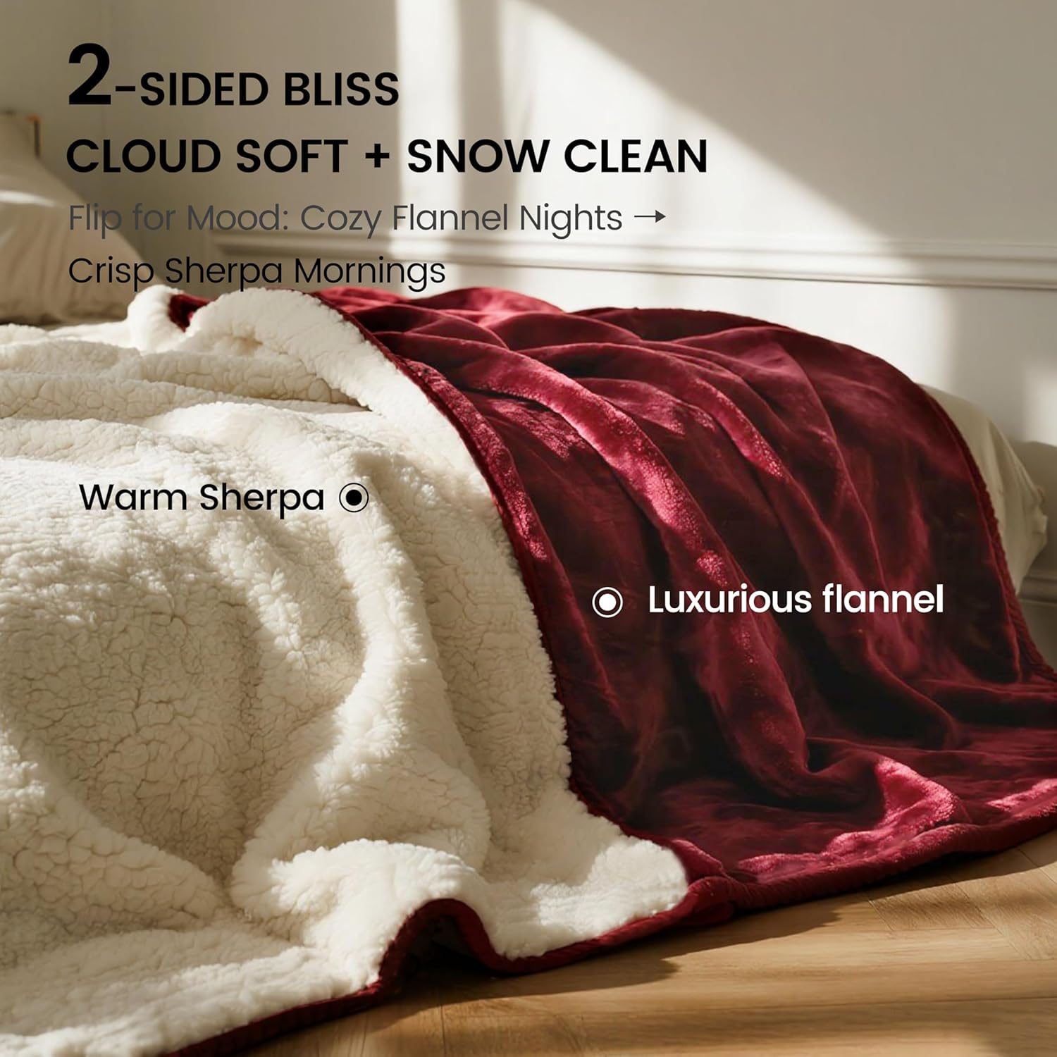gogobunny Waterproof Bed Blanket, Reversible Sherpa Fleece Throw Blanket for Dog Puppy Cat, Furniture Cover Protects Bed Couch Sofa from Liquid Pee and Pet Fur (Romantic Red, 50x60 inches) - Image 3