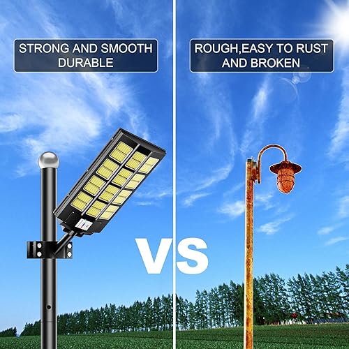 Miniatura 3 de Vzyhik Poste de luz de calle de 13 pies de alto, poste de lámpara de calle para luces al aire libre, poste de luz solar de calle accesorio para