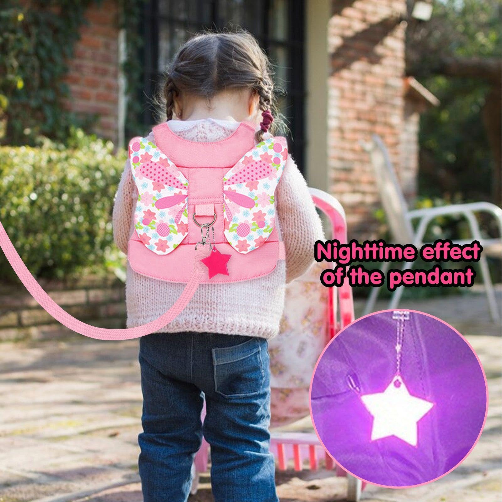 1 Piece of Children's Traction Rope and 2 Pieces of Reflective Pendants, Butterfly Traction Rope, Children's Supplies, Outdoor Travel Equipment. - Image 3