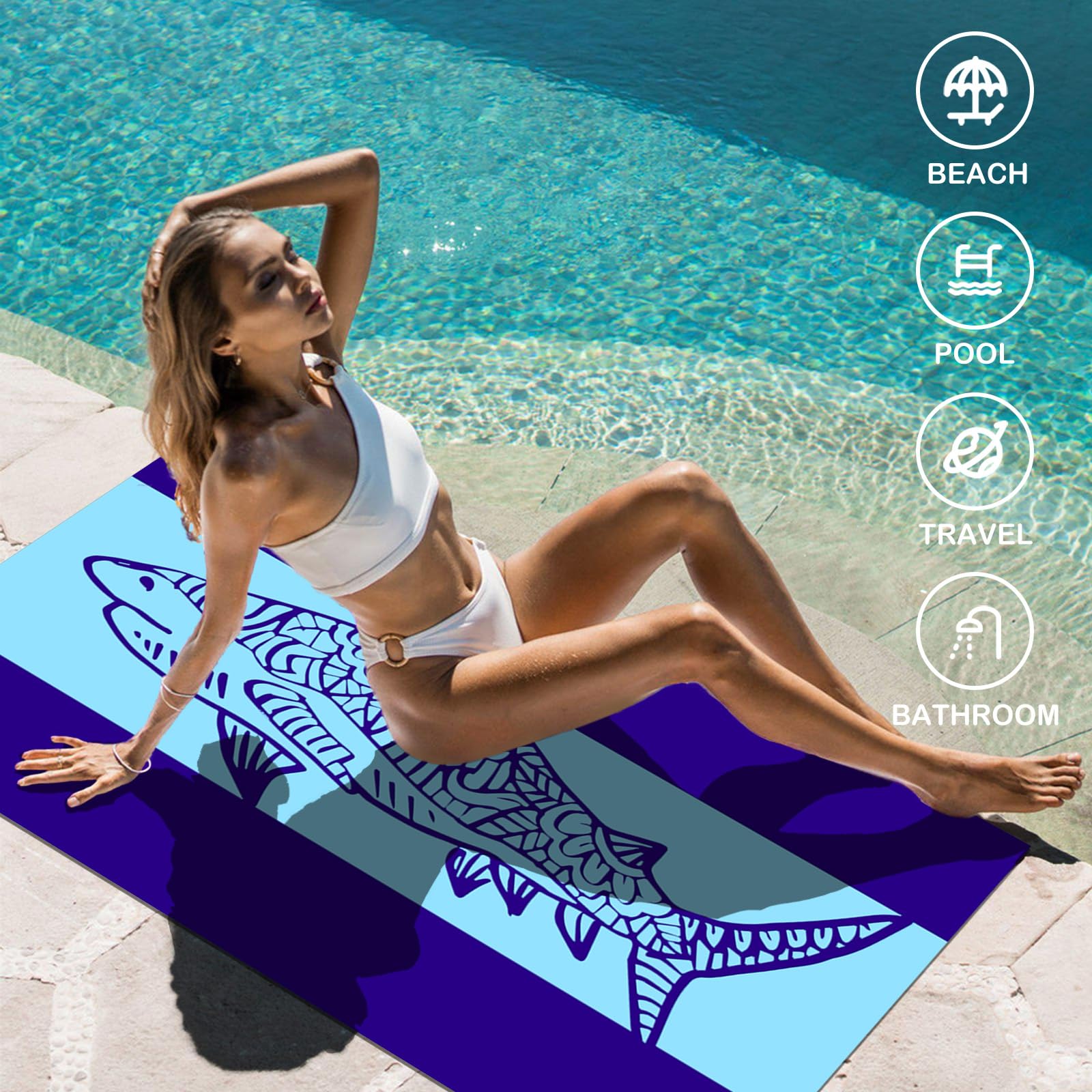 cabanana Ręcznik plażowy bez piasku - duży ponadwymiarowy ręcznik plażowy odporny na piasek 70 x 35 duży ręcznik z mikrofibry szybkoschnący ręcznik basenowy, cienki, lekki, kompaktowy, do kąpieli w