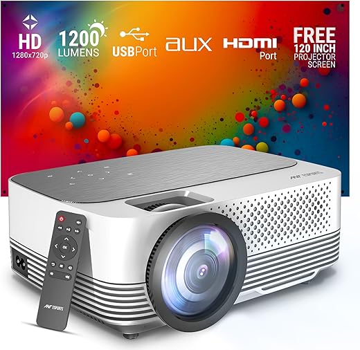 Ant Esports View 511 Multimedia LED Projector – Daisy White | 720P Native & 4K Support I 1200 Lumens I Remote Control I AV/HDMI/USB I Upto 120″ Max…