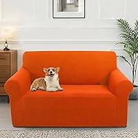 Vista 50 de Funda elástica para sofá, lavable, protector de muebles con espuma antideslizante y parte inferior elástica para niños, perros (sofá biplaza/beige)
