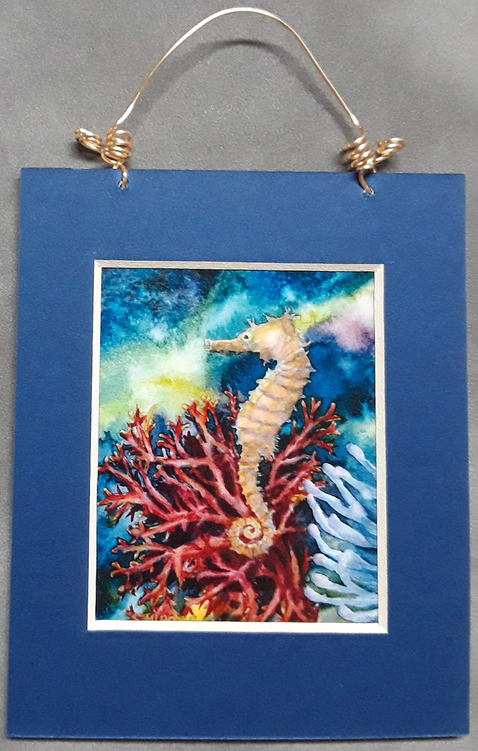 Sea Horse and Coral Reef mini print magnet