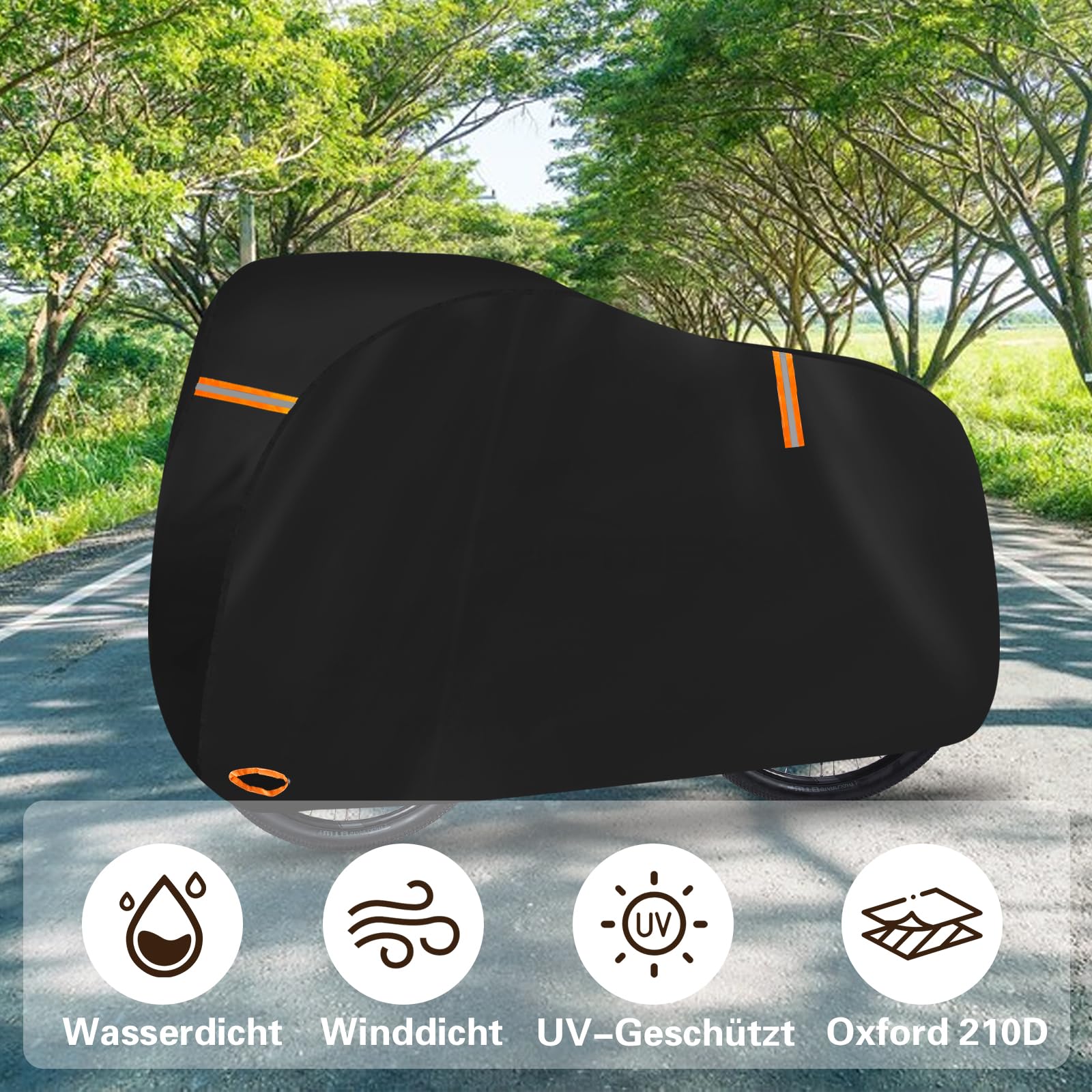 Housse De Protection Imperméable Pour 1-2 Vélos - Tissu Oxford 210D, 205x110x80 Cm, Avec Trous Antivol