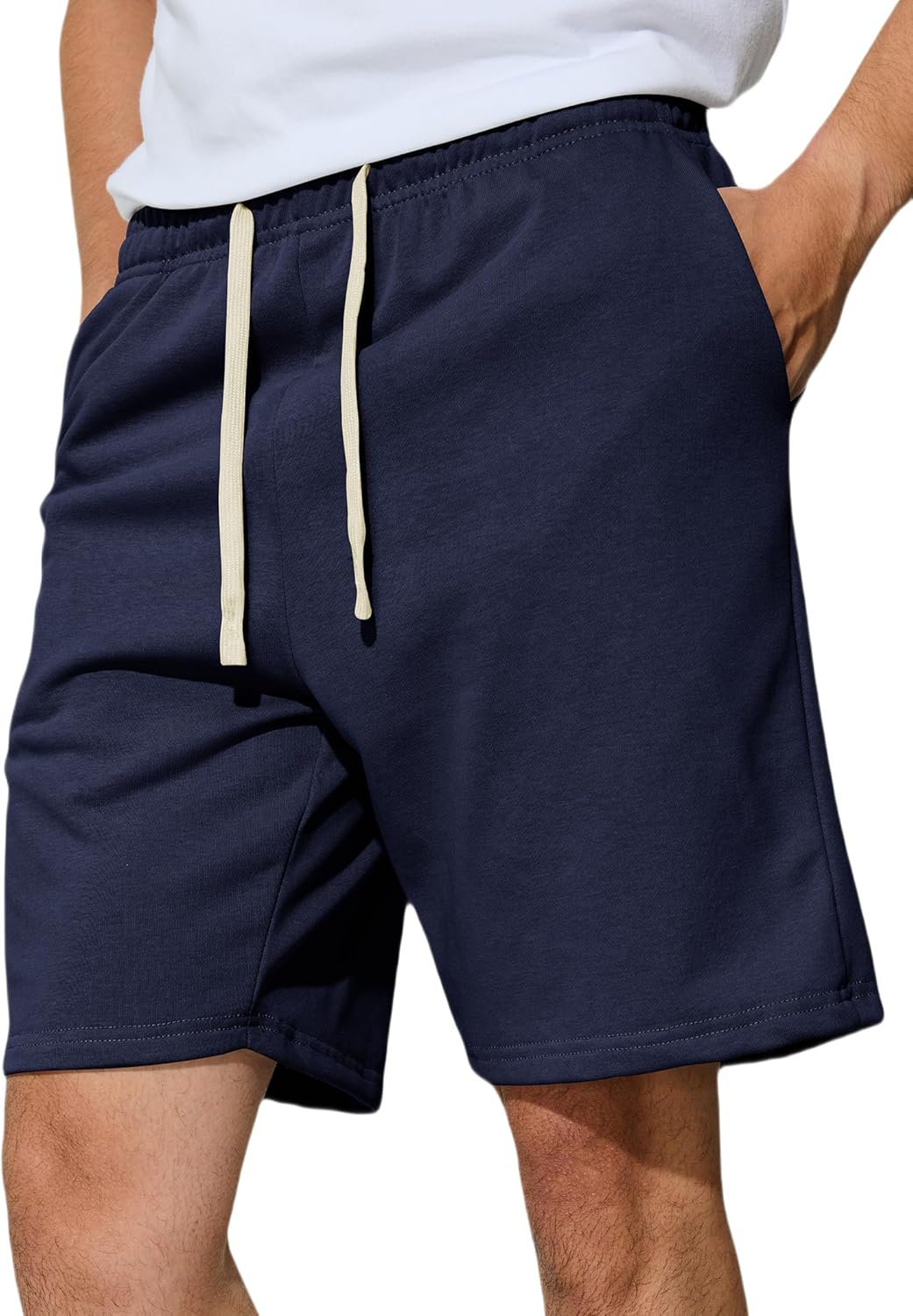 Men's Casual Shorts 7" Cotton Athletic Running Shorts Elastic Waist Drawstring Workout Sweat Shorts