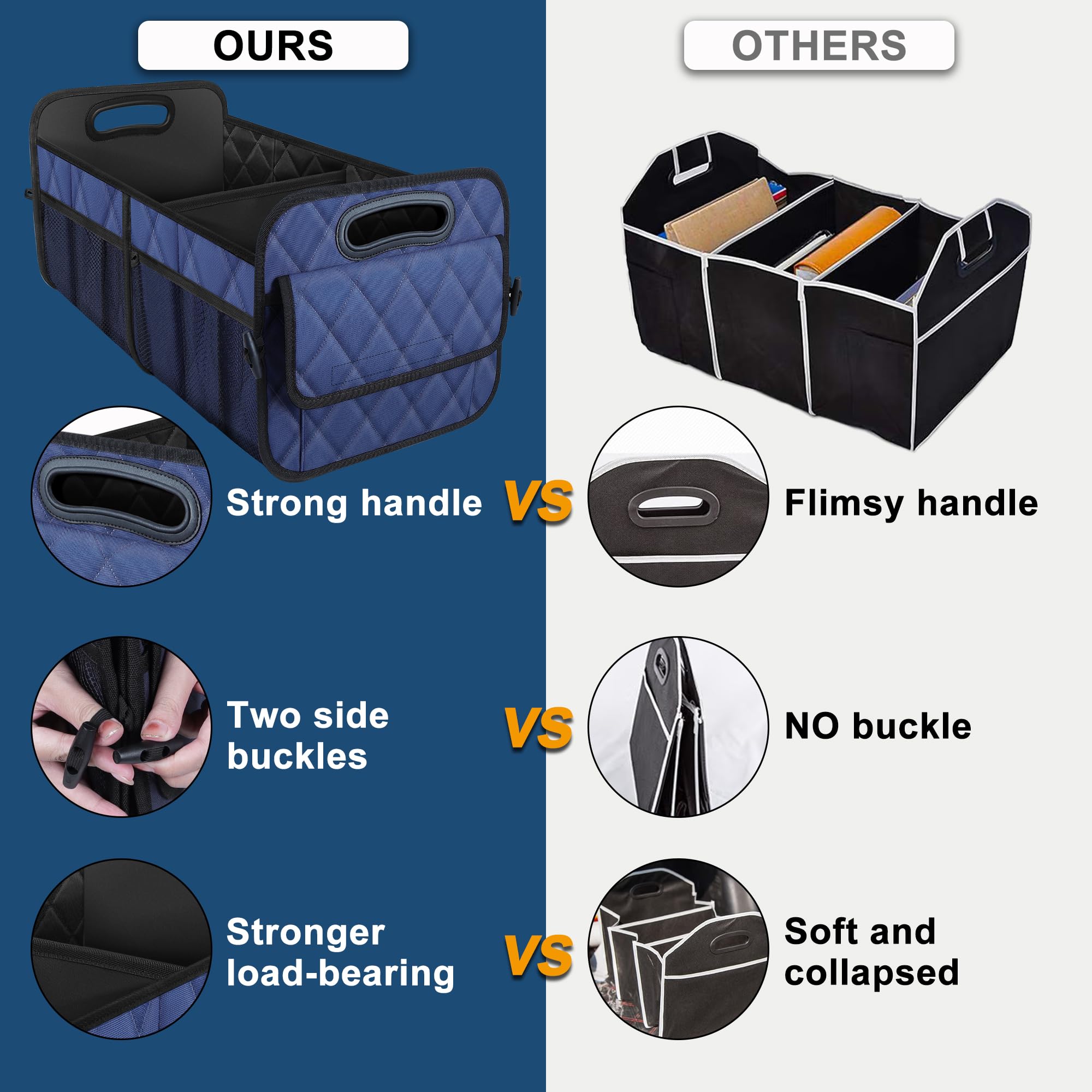 Deosk Organizer per bagagliaio e portaoggetti con 6 grandi tasche, accessori per auto per donne/uomini, 70 l, impermeabile, in poliestere, organizer per bagagliaio, per auto/SUV/minivan/camion