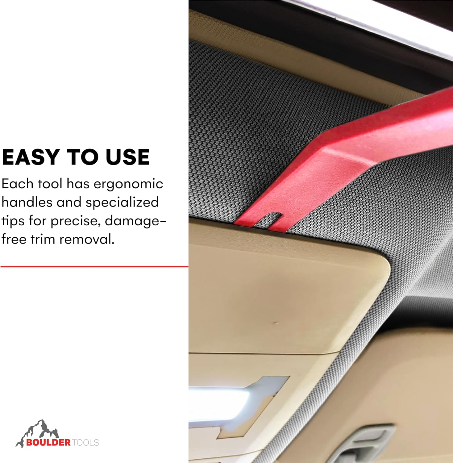 Tresalto Auto Trim Removal Tool Kit (No Scratch Plastic Pry Kit), Door Panel Removal Tool, Car Clips, Push Rivets, Molding, Dashboards, Interior Trim Tools, Red image 2