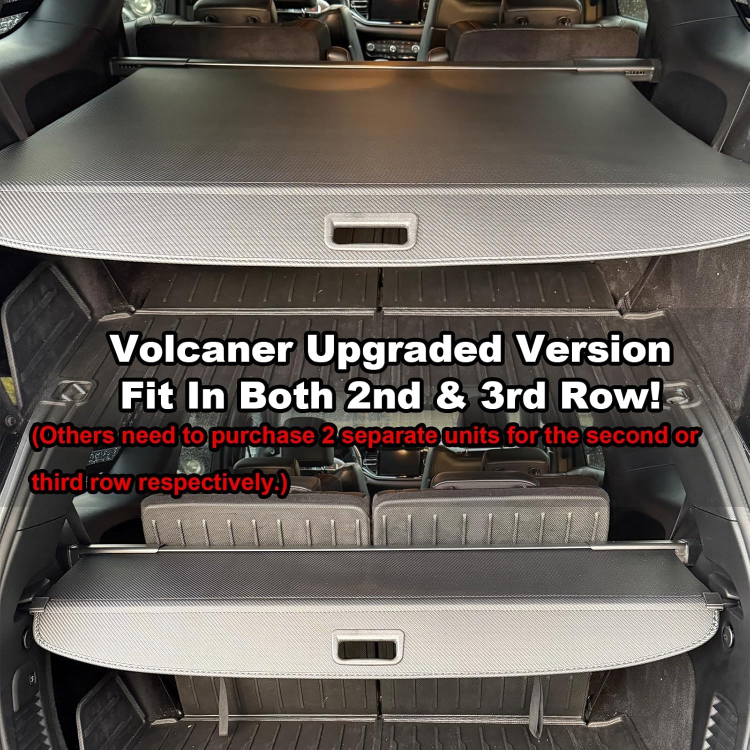 Cargo Cover Compatible with 2011-2025 2026 Dodge Durango Accessories(Fit Both 2nd & 3rd Row Grooves),Carbon Fiber Look Retractable Trunk Cover Security Shade Cover for Durango Accessories